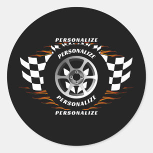 Sportwagenrennen gepersonaliseerde geruite vlag Pr Ronde Sticker