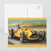  sportwedstrijden, Gele racewagen Briefkaart (Voorkant / Achterkant)