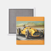  sportwedstrijden, Gele racewagen Magneet (Voorkant / Achterkant)