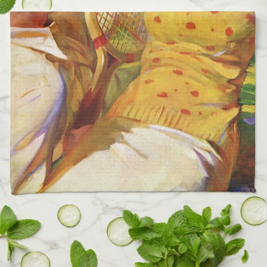  sportwennis, liefde en Romance Theedoek (Gevouwen)