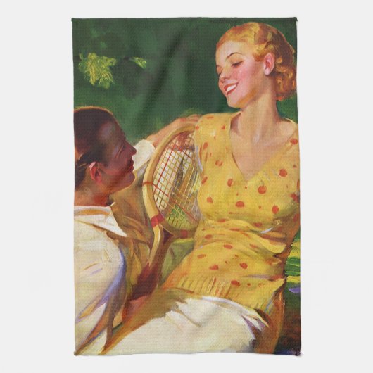  sportwennis, liefde en Romance Theedoek (Verticaal)