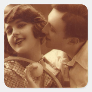  sportwennis, liefde en Romance Vierkante Sticker