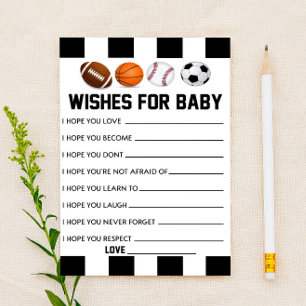 Sportwensen voor baby baby shower activiteit