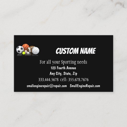 sportwinkel visitekaartje (Voorkant)
