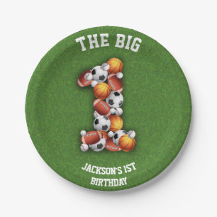 Sportwond met hoogbekken 1e verjaardag papieren bordje