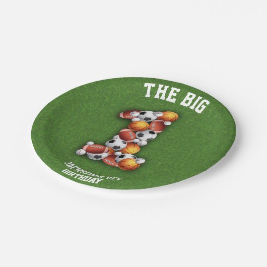 Sportwond met hoogbekken 1e verjaardag papieren bordje (Gekanteld)