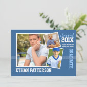 Sporty 3 Foto Afstuderen Aankondiging Blauw wit (Staand voorkant)