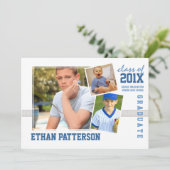 Sporty 3 Foto Afstuderen Aankondiging White Blue (Staand voorkant)