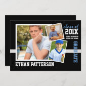 Sporty 3 Foto Afstuderen Aankondiging zwart Blauw (Voorkant / Achterkant)