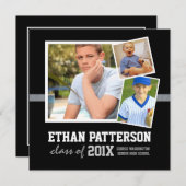 Sporty 3 Foto Afstuderen Aankondiging zwart-wit (Voorkant / Achterkant)