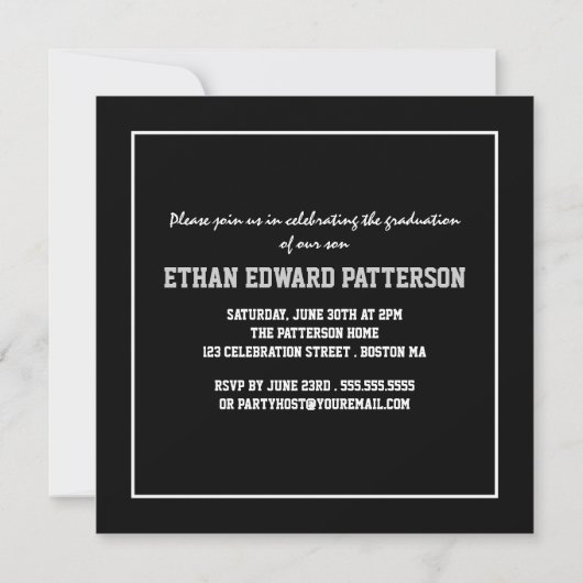 Sporty 3 Foto Afstuderen Aankondiging zwart-wit (Achterkant)