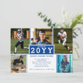 Sporty 5-Photo Deep Blue Afstuderen Invitation Aankondiging (Staand voorkant)