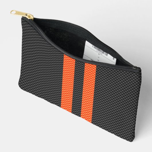 Sporty Accent Oranje Stripes Carbon Style Print Etui (Open)