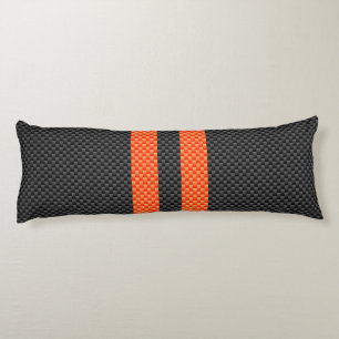 Sporty Accent Oranje Stripes Carbon Style Print Lichaamskussen