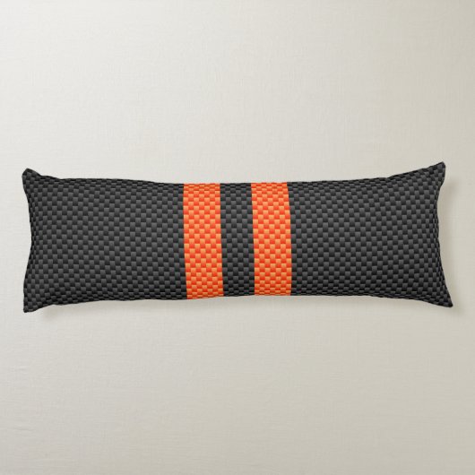 Sporty Accent Oranje Stripes Carbon Style Print Lichaamskussen (Achterkant)