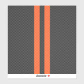 Sporty Accent Oranje Stripes Carbon Style Print Sticker (Vel)