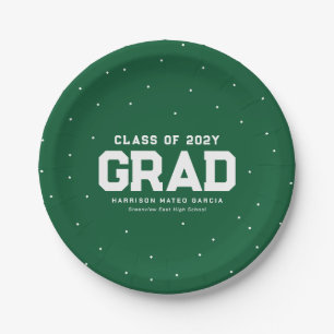 Sporty afstudeerder atlete green personalized afst papieren bordje