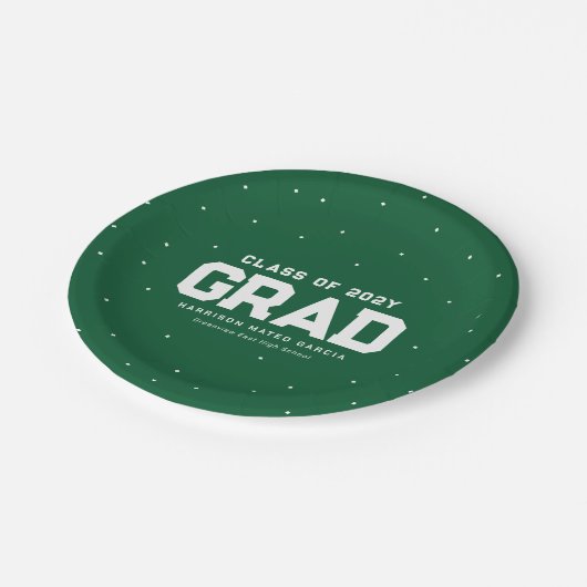 Sporty afstudeerder atlete green personalized afst papieren bordje (Gekanteld)