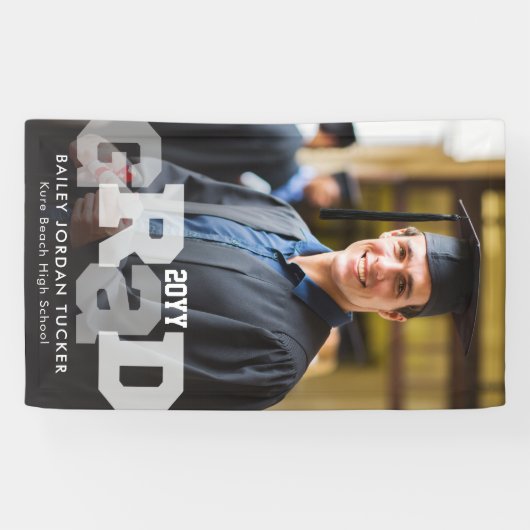 Sporty AFSTUDEERDER Overlay Photo Afstuderen Spandoek (Horizontaal)