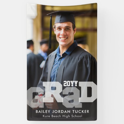 Sporty AFSTUDEERDER Overlay Photo Afstuderen Spandoek (Verticaal)