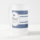 Sporty Afstuderen Modern Collegiate Blue Stripe Matglas Bierpul (Voorkant links)