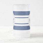 Sporty Afstuderen Modern Collegiate Blue Stripe Matglas Bierpul (Center)