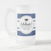 Sporty Afstuderen Modern Collegiate Blue Stripe Matglas Bierpul (Links)