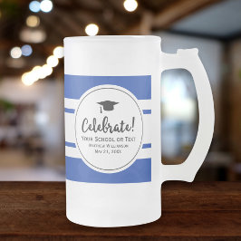 Sporty Afstuderen Modern Collegiate Blue Stripe Matglas Bierpul