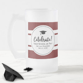 Sporty Afstuderen Modern Red Collegiate Stripe Matglas Bierpul