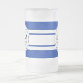 Sporty Afstuderen Modern Royal Blue Preppy Stripe Matglas Bierpul (Center)