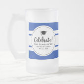 Sporty Afstuderen Modern Royal Blue Preppy Stripe Matglas Bierpul (Links)