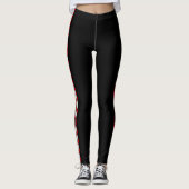 Sporty atletic stripe red white black leggings (Voorkant)