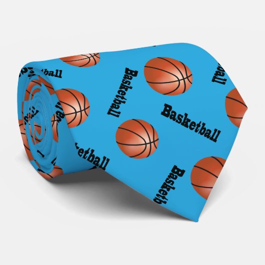 Sporty Baby Blue Background | Basketball Stropdas (Opgerold)
