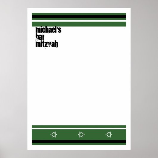 Sporty Bar Mitzvah Sign In Board - Green Black Poster (Voorkant)