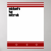 Sporty Bar Mitzvah Sign In Board Red White Poster (Voorkant)