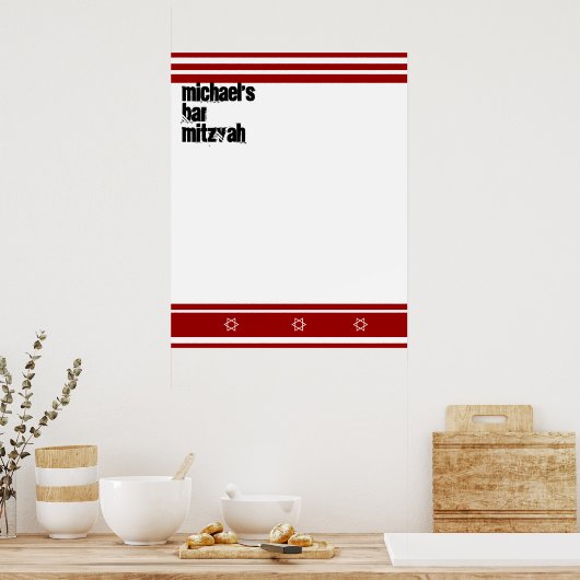 Sporty Bar Mitzvah Sign In Board Red White Poster (Keuken)