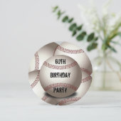 Sporty Baseball 60th Birthday Party Double Sided Kaart (Staand voorkant)