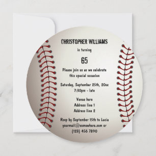 Sporty Baseball 65th Birthday Party Double Sided Kaart
