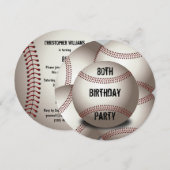 Sporty Baseball 80th Birthday Party Double Sided Kaart (Voorkant / Achterkant)