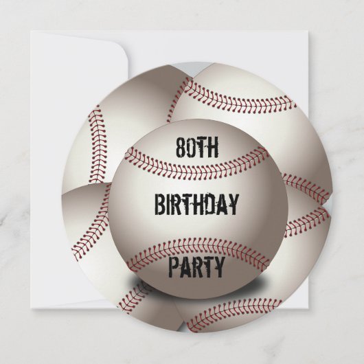 Sporty Baseball 80th Birthday Party Double Sided Kaart (Voorkant)