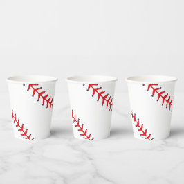 Sporty-Baseball Classic Red & White Sports Themed Papieren Bekers