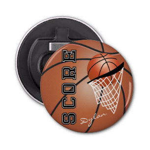 Sporty Basketball Design Button Flesopener