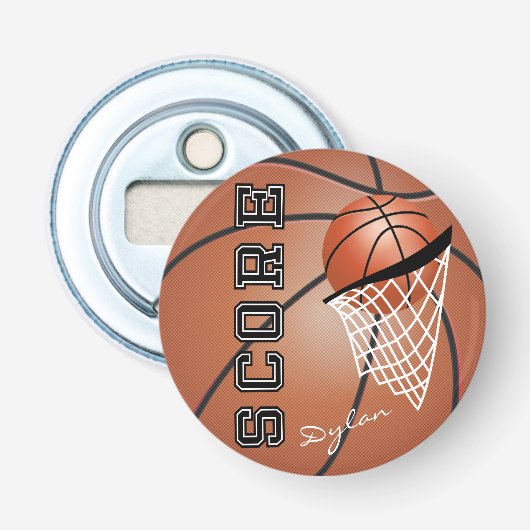 Sporty Basketball Design Button Flesopener (Voorkant)