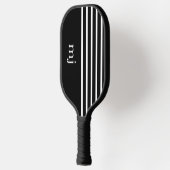 Sporty Black and White Stripes met monogram Pickleball Paddle (Links)