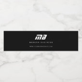 Sporty Black White Professional, minimaal monogram Waterfles Etiket (Enkel label)