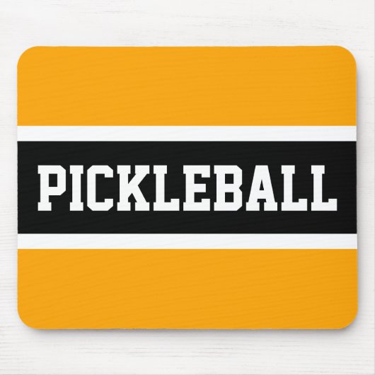 Sporty Block PICKLEBALL Text Yellow Black Stripes Muismat (Voorkant)