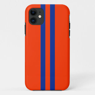 Sporty Blue en Oranje Stripes patroon iPhone 11 Hoesje