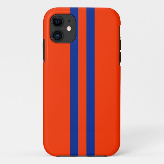 Sporty Blue en Oranje Stripes patroon Case-Mate iPhone Case (Achterkant)