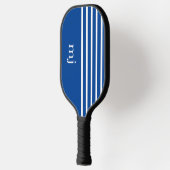Sporty Blue en White Stripes met monogram Pickleball Paddle (Links)