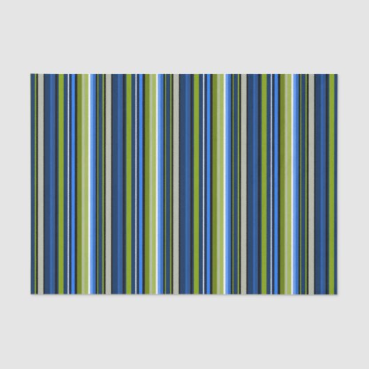 Sporty Blue Green Stripe-weefselpapier Tissuepapier (Voorkant)